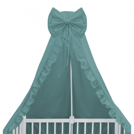 Mobilier si Lenjerie - Baldachin, MimiNu, Pentru patut, Cu funda si volanas, 210x145 cm, Material certificat Oeko Tex Standard 100, Colectia Royal, Nepal Green