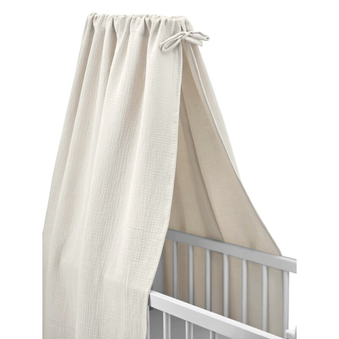 Mobilier si Lenjerie - Baldachin, Qmini, Pentru patut, leagan, Din muselina dubla 145x200 cm, Material certificat Oeko Tex Standard 100, Cream