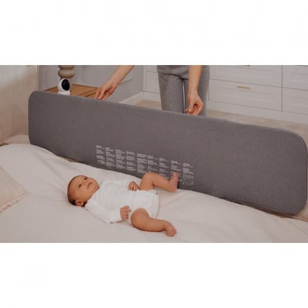 Bariera de protectie pentru pat, Lionelo, Lora XL, Pliabila, Sistem de blocare StandSafe, Geanta de transport inclusa, 150x46 cm, Conform cu BS 7972:2001+A1:2009, Bej [24]