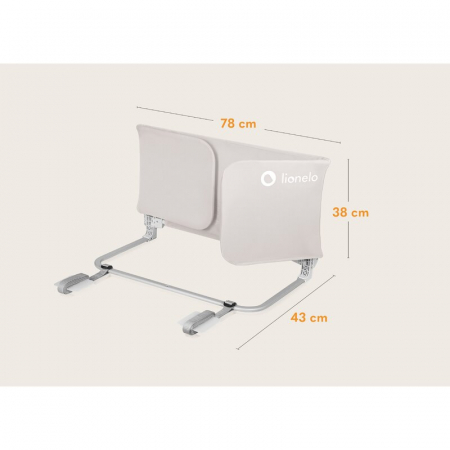 Bariera de protectie pentru pat, Lionelo, Lora XL, Pliabila, Sistem de blocare StandSafe, Geanta de transport inclusa, 150x46 cm, Conform cu BS 7972:2001+A1:2009, Bej [22]