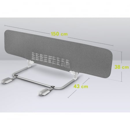 Bariera de protectie pentru pat, Lionelo, Lora XL, Pliabila, Sistem de blocare StandSafe, Geanta de transport inclusa, 150x46 cm, Conform cu BS 7972:2001+A1:2009, Gri [21]