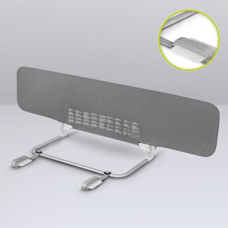Bariera de protectie pentru pat, Lionelo, Lora XL, Pliabila, Sistem de blocare StandSafe, Geanta de transport inclusa, 150x46 cm, Conform cu BS 7972:2001+A1:2009, Gri [16]