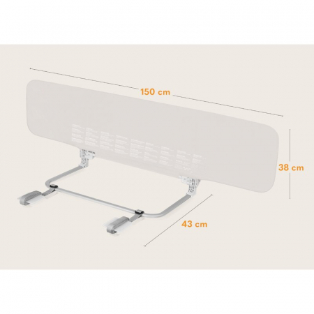 Bariera de protectie pentru pat, Lionelo, Lora XL, Pliabila, Sistem de blocare StandSafe, Geanta de transport inclusa, 150x46 cm, Conform cu BS 7972:2001+A1:2009, Bej [21]