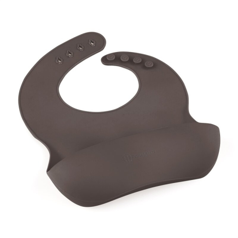 Baveta moale, Petite&Mars, Take&Match, Reglabila, Cu buzunar colector, Silicon, Fara BPA, 6 luni+, Bitter Cocoa, Maro [1]
