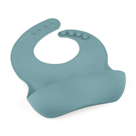 Baveta moale, Petite&Mars, Take&Match, Reglabila, Cu buzunar colector, Silicon, Fara BPA, 6 luni+, Frosted Sky, Albastru [1]