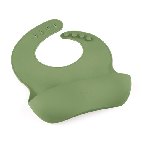 Baveta moale, Petite&Mars, Take&Match, Reglabila, Cu buzunar colector, Silicon, Fara BPA, 6 luni+, Sweet Pea, Verde [1]