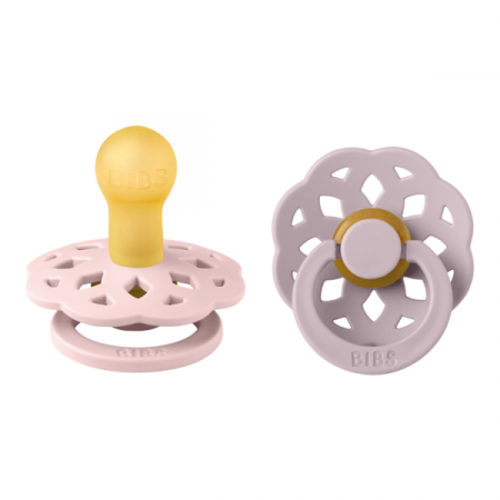 Imbracaminte si Accesorii - BIBS - Set 2 suzete Boheme Latex, tetina rotunda, 0 luni +-Blossom/Dusky Lilac