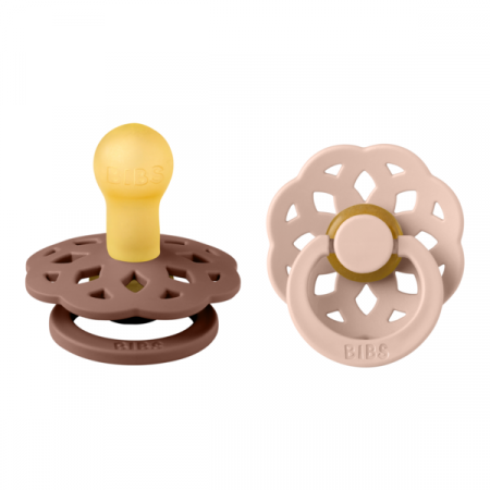 Imbracaminte si Accesorii - BIBS - Set 2 suzete Boheme Latex, tetina rotunda, 0 luni +-Blush/Woodchuck