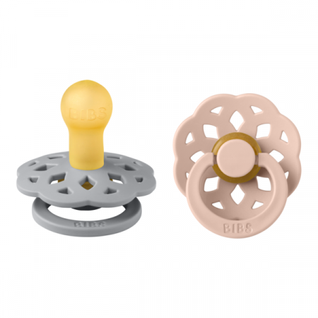 Imbracaminte si Accesorii - BIBS - Set 2 suzete Boheme Latex, tetina rotunda, 0 luni +-Cloud/Blush