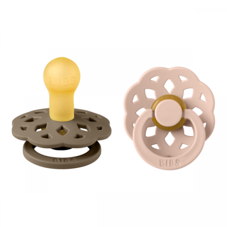 Imbracaminte si Accesorii - BIBS - Set 2 suzete Boheme Latex, tetina rotunda, 0 luni +-Dark Oak/Blush