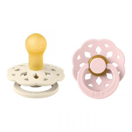 Imbracaminte si Accesorii - BIBS - Set 2 suzete Boheme Latex, tetina rotunda, 0 luni +-Ivory/Blossom