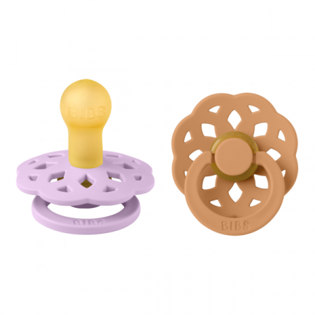 Imbracaminte si Accesorii - BIBS - Set 2 suzete Boheme Latex, tetina rotunda, 0 luni +-Violet Sky/Pumpkin