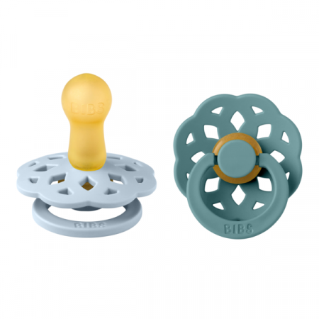Imbracaminte si Accesorii - BIBS - Set 2 suzete Boheme Latex, tetina rotunda, 6 luni +-Baby Blue/Island Sea