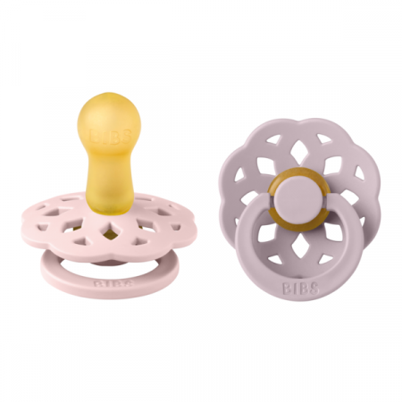 Imbracaminte si Accesorii - BIBS - Set 2 suzete Boheme Latex, tetina rotunda, 6 luni +-Blossom/Dusky Lilac