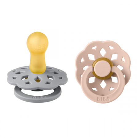 Imbracaminte si Accesorii - BIBS - Set 2 suzete Boheme Latex, tetina rotunda, 6 luni +-Cloud/Blush