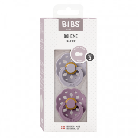 BIBS - Set 2 suzete Boheme Latex, tetina rotunda, 6 luni +-Fossil Grey/Mauve [2]