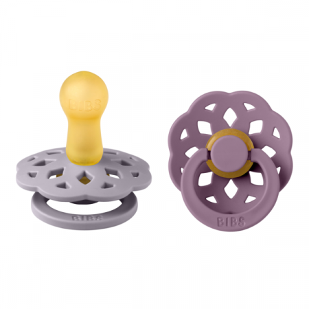 Imbracaminte si Accesorii - BIBS - Set 2 suzete Boheme Latex, tetina rotunda, 6 luni +-Fossil Grey/Mauve