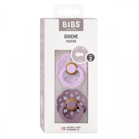 BIBS - Set 2 suzete Boheme Latex, tetina rotunda, 6 luni +-Mauve/Violet Sky [1]