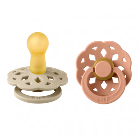 Imbracaminte si Accesorii - BIBS - Set 2 suzete Boheme Latex, tetina rotunda, 6 luni +-Vanilla/Peach