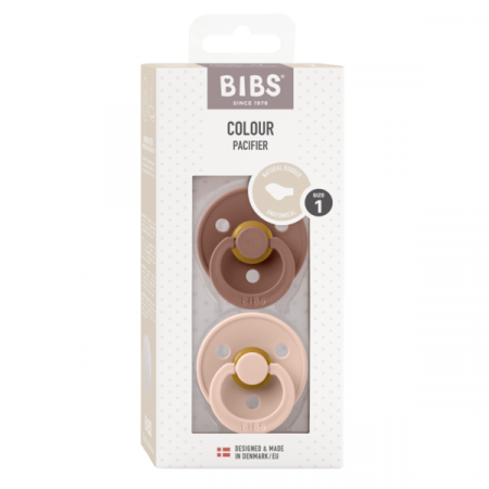 BIBS - Set 2 suzete Colour Latex, tetina anatomica, 0 luni +-Blush/Woodchuck [1]