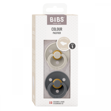 BIBS - Set 2 suzete Colour Latex, tetina anatomica, 0 luni +-Sand/Iron [1]
