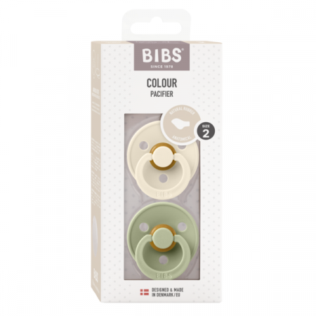 BIBS - Set 2 suzete Colour Latex, tetina anatomica, 6 luni +-Ivory/Sage [1]