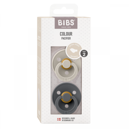 BIBS - Set 2 suzete Colour Latex, tetina anatomica, 6 luni +-Sand/Iron [1]
