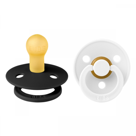 Imbracaminte si Accesorii - BIBS - Set 2 suzete Colour Latex, tetina rotunda, 0 luni +-Black/White