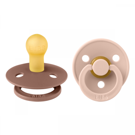 Imbracaminte si Accesorii - BIBS - Set 2 suzete Colour Latex, tetina rotunda, 0 luni +-Blush/Woodchuck