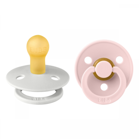 Imbracaminte si Accesorii - BIBS - Set 2 suzete Colour Latex, tetina rotunda, 0 luni +-Haze/Blossom