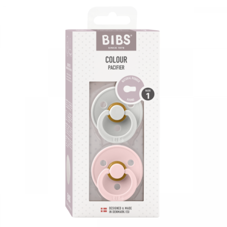 BIBS - Set 2 suzete Colour Latex, tetina rotunda, 0 luni +-Haze/Blossom [1]