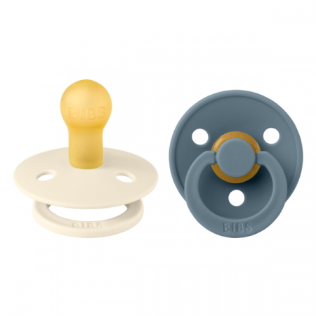 Imbracaminte si Accesorii - BIBS - Set 2 suzete Colour Latex, tetina rotunda, 0 luni +-Ivory/Petrol