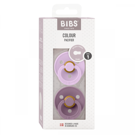 BIBS - Set 2 suzete Colour Latex, tetina rotunda, 0 luni +-Mauve/Violet Sky [1]