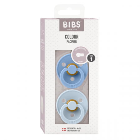 BIBS - Set 2 suzete Colour Latex, tetina rotunda, 0 luni +-Sky Blue/Baby Blue [1]