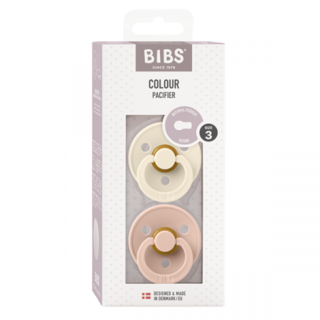 BIBS - Set 2 suzete Colour Latex, tetina rotunda, 18 luni +-Ivory/Blush [2]