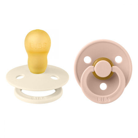 Imbracaminte si Accesorii - BIBS - Set 2 suzete Colour Latex, tetina rotunda, 18 luni +-Ivory/Blush
