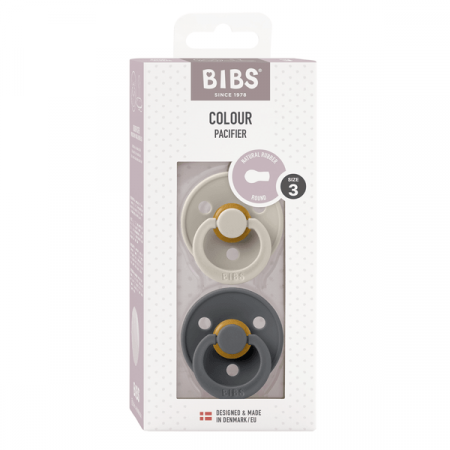 BIBS - Set 2 suzete Colour Latex, tetina rotunda, 18 luni +-Sand/Iron [1]