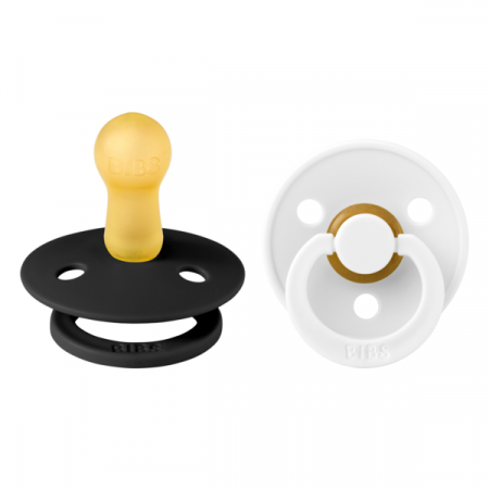 Imbracaminte si Accesorii - BIBS - Set 2 suzete Colour Latex, tetina rotunda, 6 luni +-Black/White