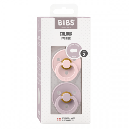 BIBS - Set 2 suzete Colour Latex, tetina rotunda, 6 luni +-Blossom/Dusky Lilac [3]