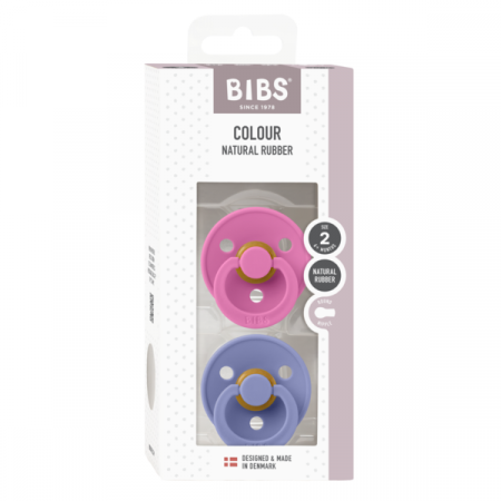 BIBS - Set 2 suzete Colour Latex, tetina rotunda, 6 luni +-Bubblegum/Peri [1]