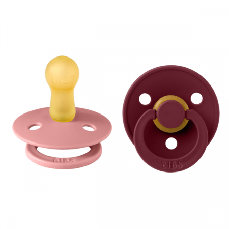 Imbracaminte si Accesorii - BIBS - Set 2 suzete Colour Latex, tetina rotunda, 6 luni +-Dusty Pink/Elderberry