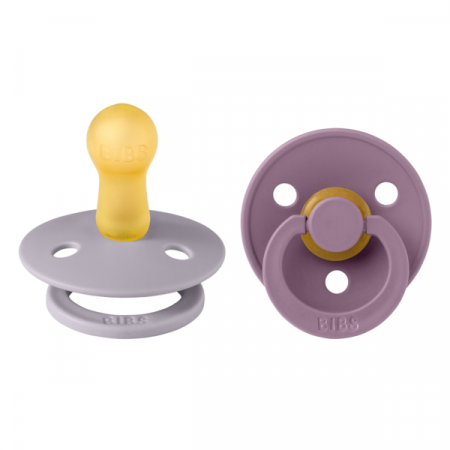 Imbracaminte si Accesorii - BIBS - Set 2 suzete Colour Latex, tetina rotunda, 6 luni +-Fossil Grey/Mauve