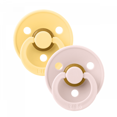 BIBS - Set 2 suzete Colour Latex, tetina rotunda, 6 luni +-Pale Butter/Petal [1]
