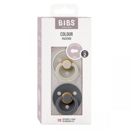 Imbracaminte si Accesorii - BIBS - Set 2 suzete Colour Latex, tetina rotunda, 6 luni +-Sand/Iron