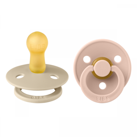 Imbracaminte si Accesorii - BIBS - Set 2 suzete Colour Latex, tetina rotunda, 6 luni +-Vanilla/Blush