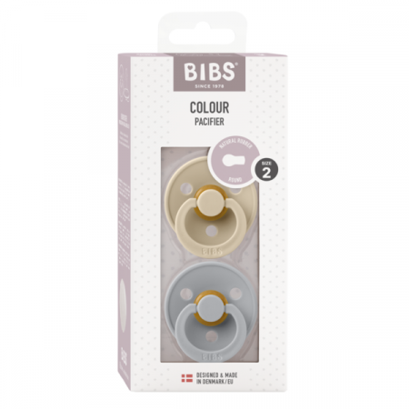 BIBS - Set 2 suzete Colour Latex, tetina rotunda, 6 luni +-Vanilla/Cloud [3]