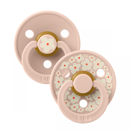 BIBS - Set 2 suzete Colour Studio Collection Flower Latex, tetina rotunda, 0 luni+-Blush [1]