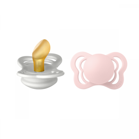Imbracaminte si Accesorii - BIBS - Set 2 suzete Couture Latex, tetina anatomica, 0 luni +-Haze/Blossom