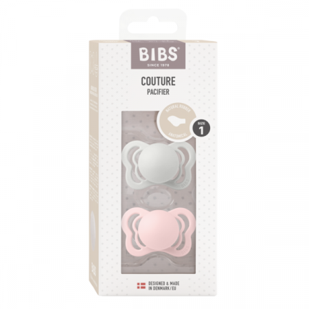 BIBS - Set 2 suzete Couture Latex, tetina anatomica, 0 luni +-Haze/Blossom [1]