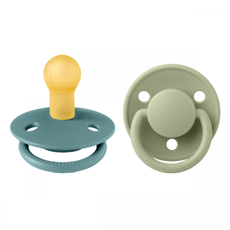 Imbracaminte si Accesorii - BIBS - Set 2 suzete De Lux Latex, tetina rotunda, 0 luni +-Island Sea/Sage